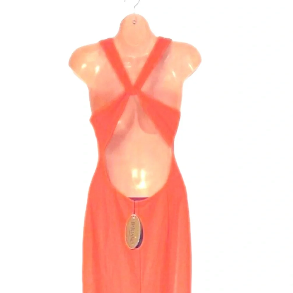 BARIANO Jersey Knit Coral Pink Maxi Office Brunch Cruise Desk Dinner Party Dress - Picture 11 of 13